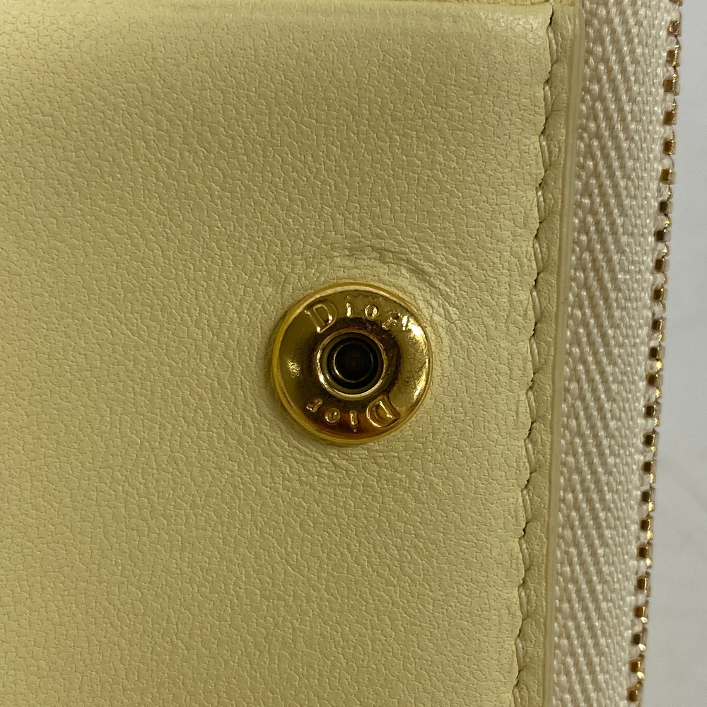 Dior Bifold Wallet Leather Yellow Caro Scarlet Women