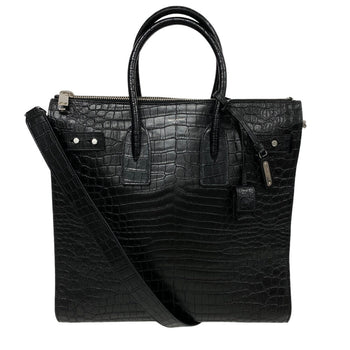 Yves Saint Laurent Shoulder Bag Leather Black 2Way Handbag Embossing Sac De Jules Women