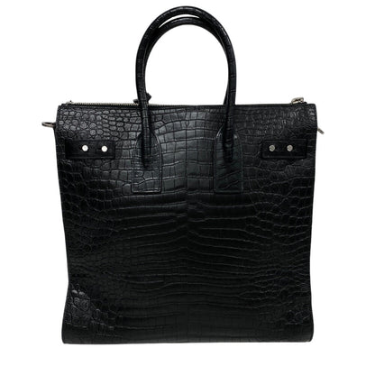 Yves Saint Laurent Shoulder Bag Leather Black 2Way Handbag Embossing Sac De Jules Women