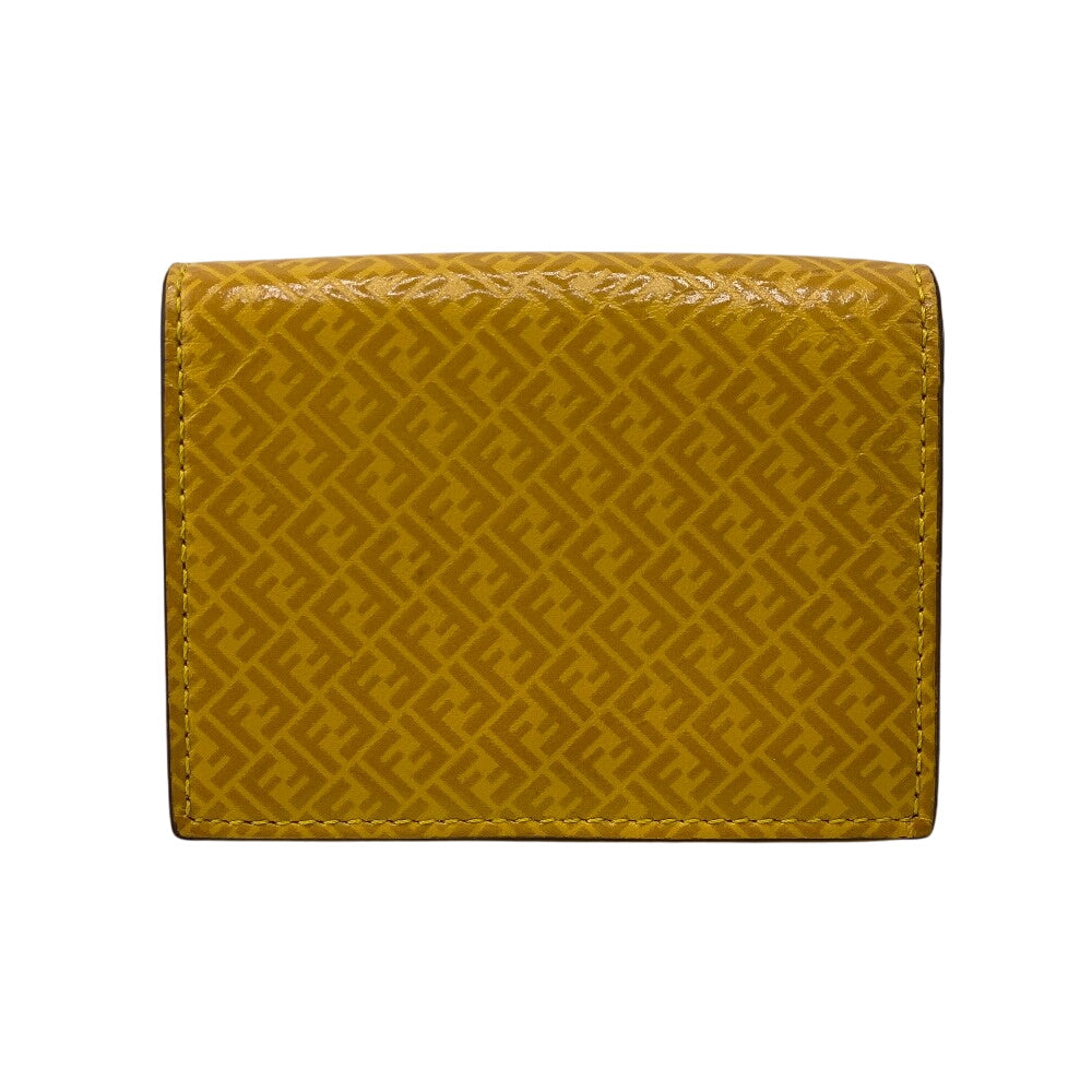 Fendi Tri-Fold Wallet 7M0280 Leather Yellow Compact Wallet Ff Logo Women