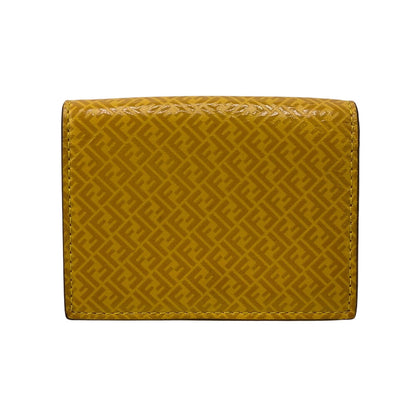 Fendi Tri-Fold Wallet 7M0280 Leather Yellow Compact Wallet Ff Logo Women