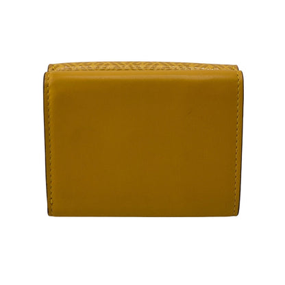 Fendi Tri-Fold Wallet 7M0280 Leather Yellow Compact Wallet Ff Logo Women
