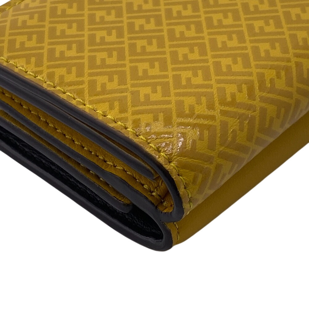 Fendi Tri-Fold Wallet 7M0280 Leather Yellow Compact Wallet Ff Logo Women