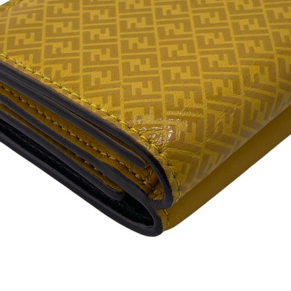 Fendi Tri-Fold Wallet 7M0280 Leather Yellow Compact Wallet Ff Logo Women