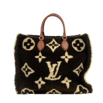 Louis Vuitton Handbag M55420 Monogram Shearling, Leather Brown Monogram Teddy On-The-Go Gm Women