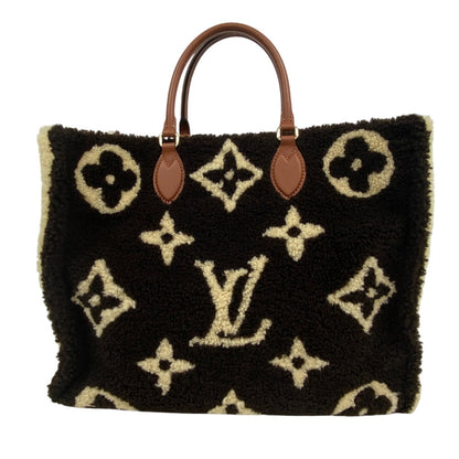 Louis Vuitton Handbag M55420 Monogram Shearling, Leather Brown Monogram Teddy On-The-Go Gm Women