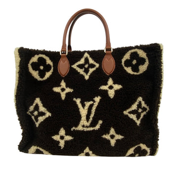 Louis Vuitton Handbag M55420 Monogram Shearling, Leather Brown Monogram Teddy On-The-Go Gm Women