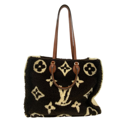 Louis Vuitton Handbag M55420 Monogram Shearling, Leather Brown Monogram Teddy On-The-Go Gm Women