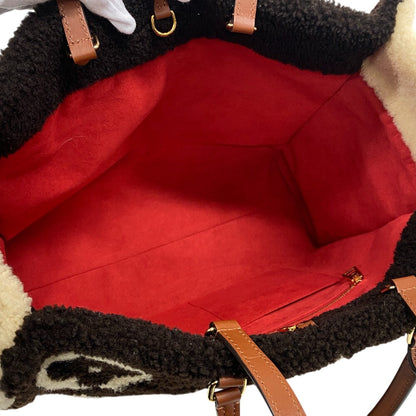 Louis Vuitton Handbag M55420 Monogram Shearling, Leather Brown Monogram Teddy On-The-Go Gm Women