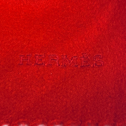 Hermes Scarf Cashmere Red Logo Women(Unisex)