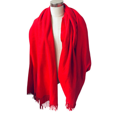 Hermes Scarf Cashmere Red Logo Women(Unisex)