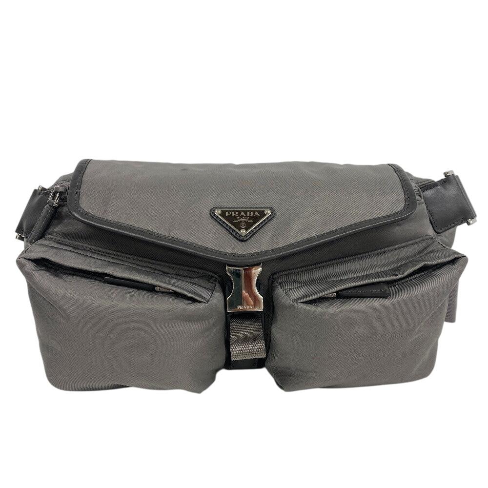 Prada Sling Bag 2Vh174 Nylon, Recycled Polyamide Gray Re-Nylon Mens(Unisex)