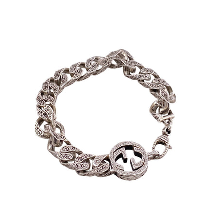 Gucci Bracelet Silver925 Silver Arabesque Interlocking G Mens