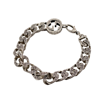 Gucci Bracelet Silver925 Silver Arabesque Interlocking G Mens