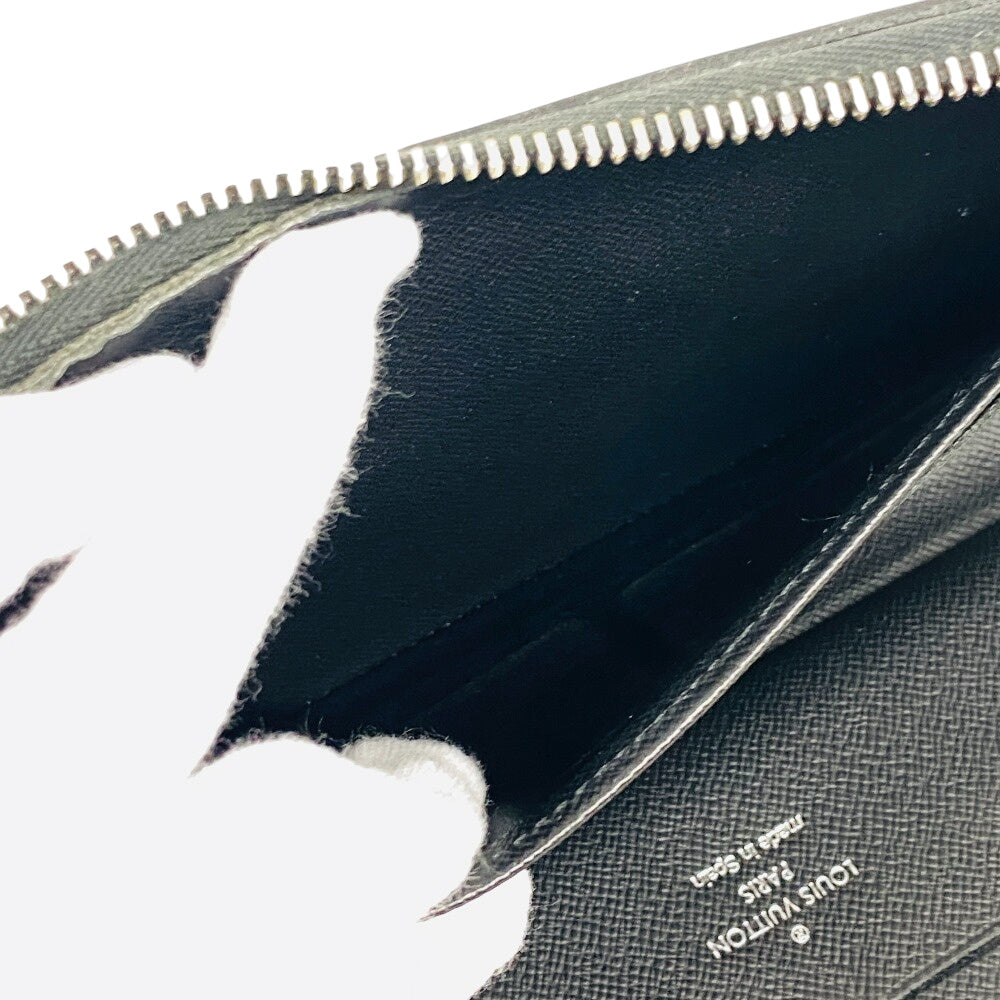 Louis Vuitton Long Wallet Purse M30056 Leather Black Taiga Zippy Organizer Mens(Unisex)