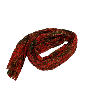 Louis Vuitton Scarf Cotton Red Gathered Stole Monogram Dots Yayoi Kusama Women