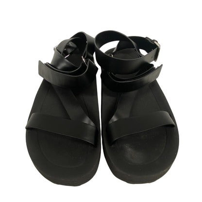 Hermes Sandals Leather Black Velcro Strap Enid Women 35