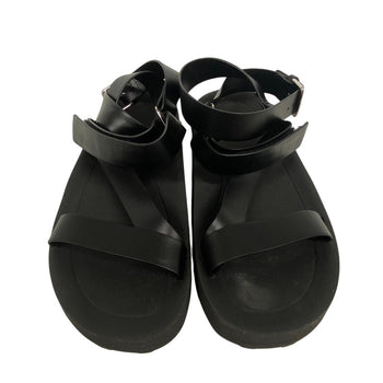 Hermes Sandals Leather Black Velcro Strap Enid Women 35