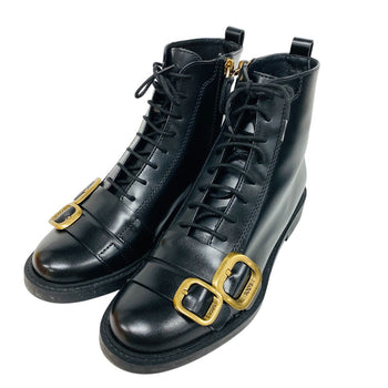 Todfs Boots Leather Black Short Boots Women 36 1/2
