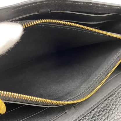 Louis Vuitton Long Wallet Purse M63461 Taurillon Clemence Black Portefeuille Capusine Women