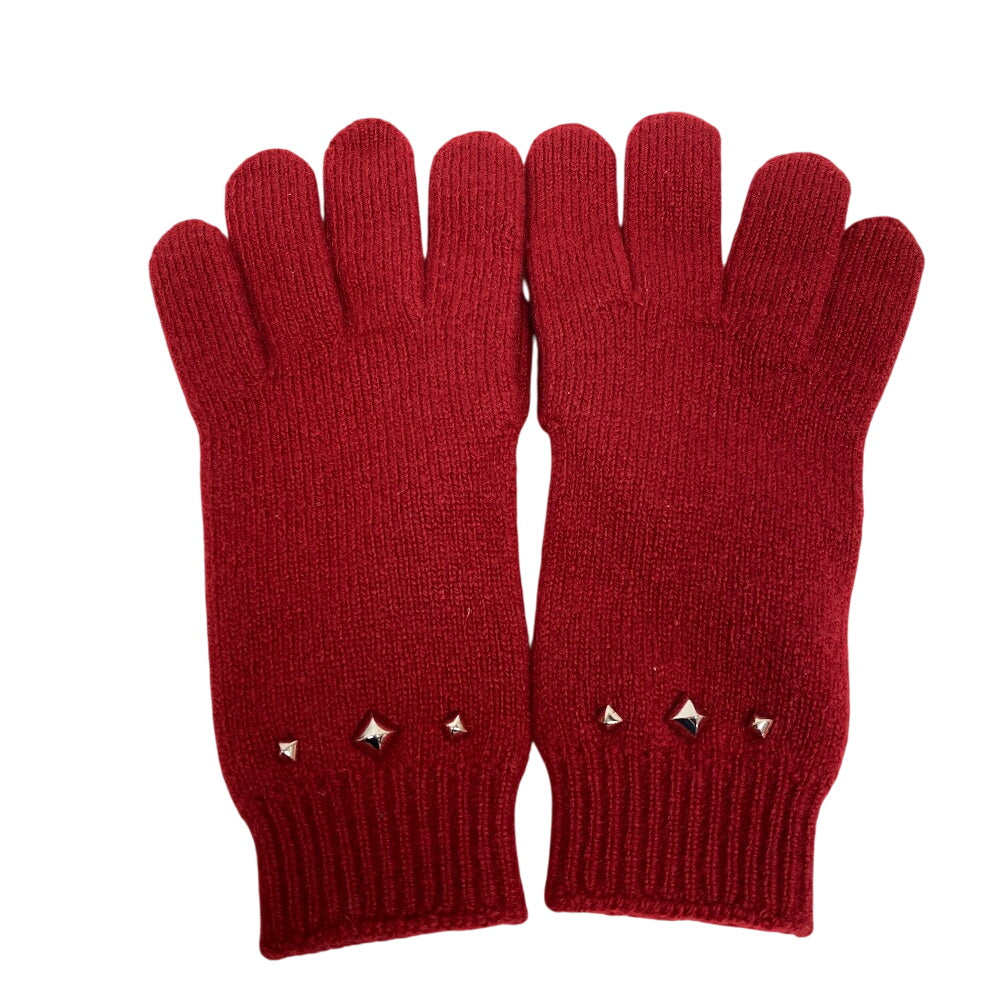Hermes Gloves Cashmere, Wool Red Studs Darling M