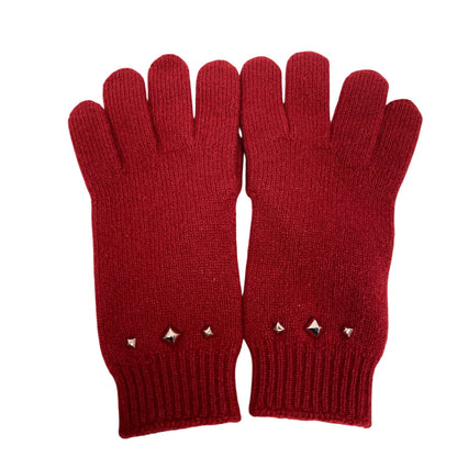 Hermes Gloves Cashmere, Wool Red Studs Darling M