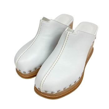 Hermes Sandals Leather White Studs 36