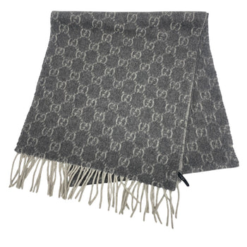 Gucci Scarf Cashmere Gray Gg Pattern Women(Unisex)