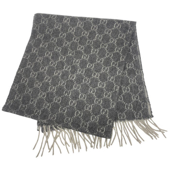 Gucci Scarf Cashmere Gray Gg Pattern Women(Unisex)