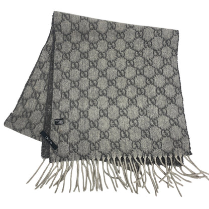 Gucci Scarf Cashmere Gray Gg Pattern Women(Unisex)
