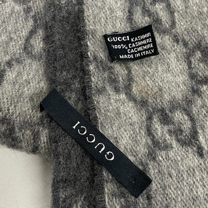 Gucci Scarf Cashmere Gray Gg Pattern Women(Unisex)