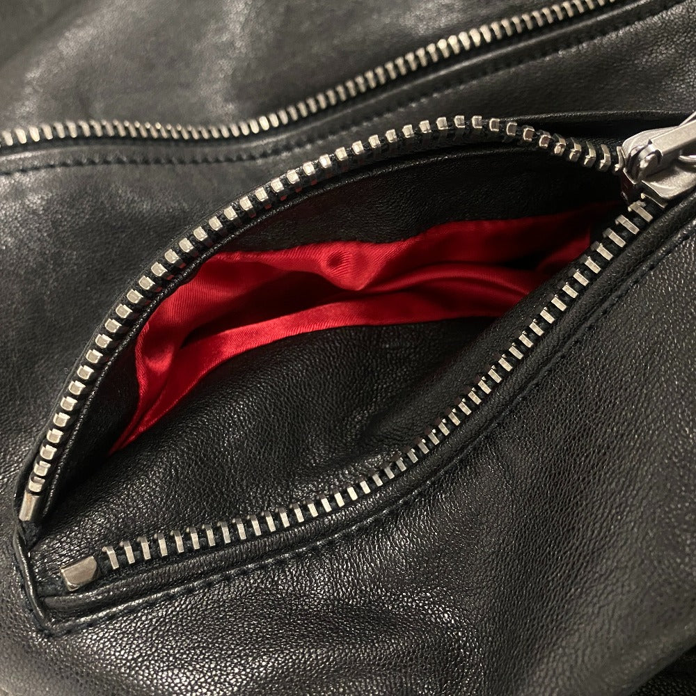Gucci Riders Jacket 442668 Lambskin, Leather Black Tiger Embroidered Biker Jacket Mens 54