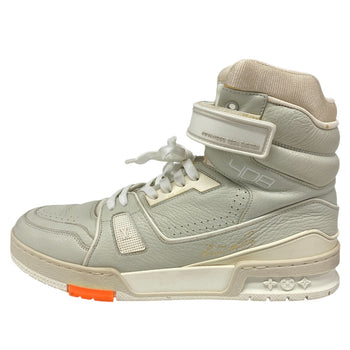 Louis Vuitton Sneakers Leather Gray High Cut Sneakers Lv Trainer Mens 7 1/2