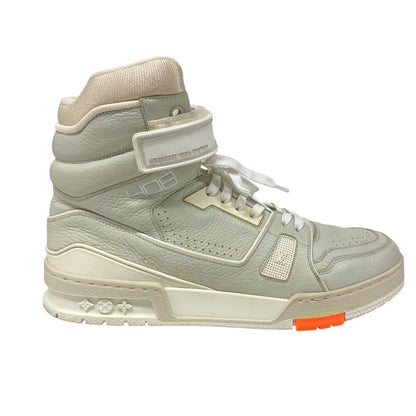 Louis Vuitton Sneakers Leather Gray High Cut Sneakers Lv Trainer Mens 7 1/2