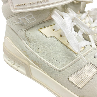 Louis Vuitton Sneakers Leather Gray High Cut Sneakers Lv Trainer Mens 7 1/2
