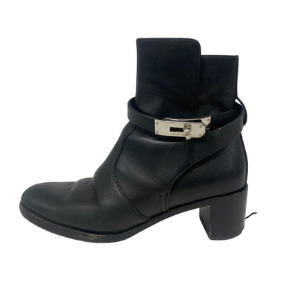 Hermes Boots Leather Black Frenchie Women 35 1/2