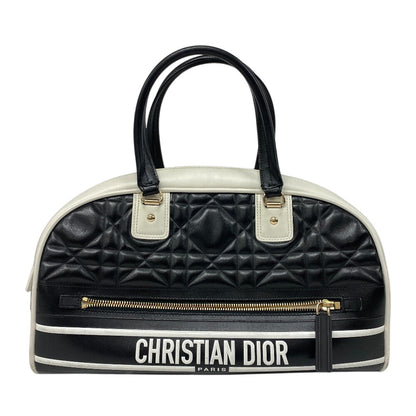 Christian Dior Handbag Leather Black Bowling Bag Canage Vibe Women