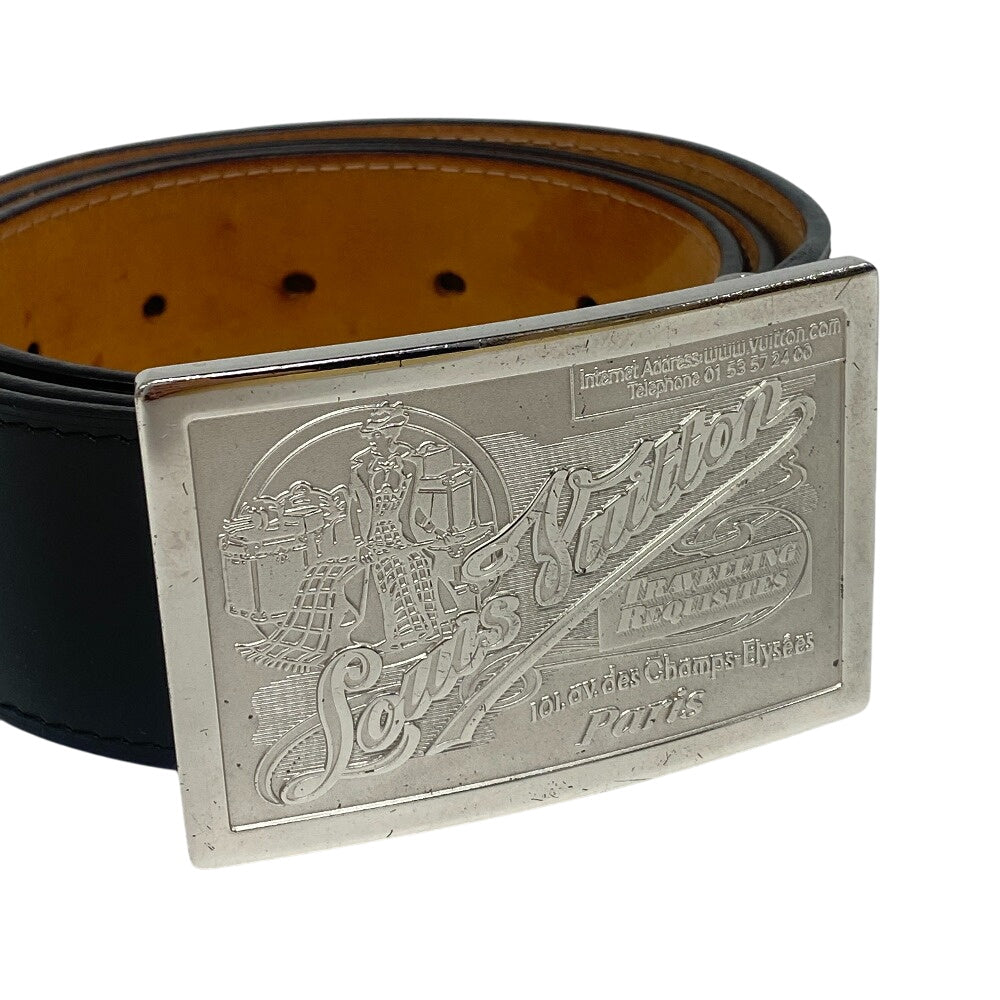 Louis Vuitton Belt M6812Q Leather Black Jeans Belt Santur Mens 90/36