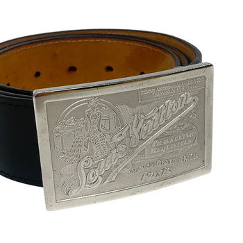 Louis Vuitton Belt M6812Q Leather Black Jeans Belt Santur Mens 90/36