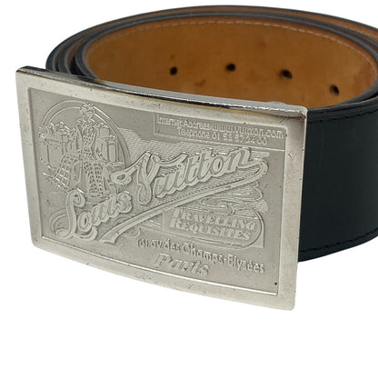 Louis Vuitton Belt M6812Q Leather Black Jeans Belt Santur Mens 90/36