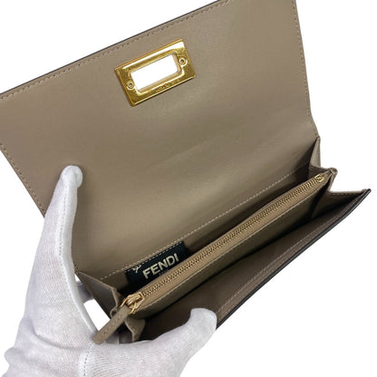 Fendi Long Wallet Purse 8M0308 Calfskin Gurege Tortoise Pattern Peekaboo Women