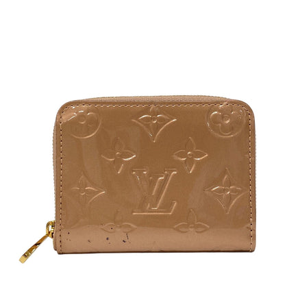 Louis Vuitton Coin Case M90601 Vernis Beige Zip Around Monogram Vernis Zip Around Purse Women