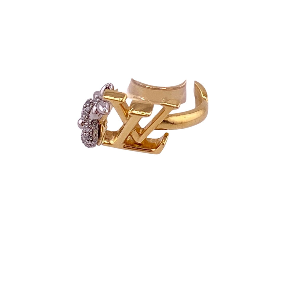 Louis Vuitton Ring M1093M Gold Plated Gold Rhinestone Women M
