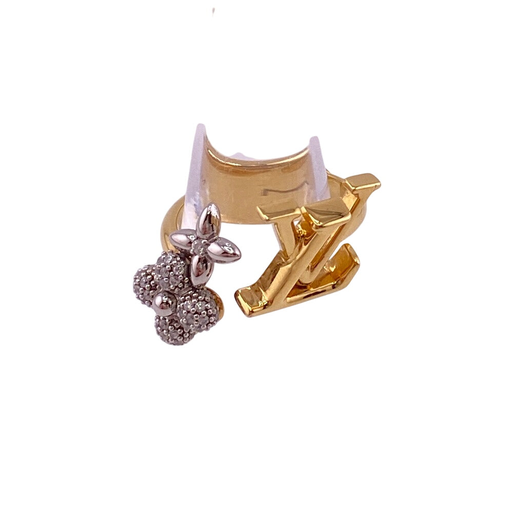 Louis Vuitton Ring M1093M Gold Plated Gold Rhinestone Women M