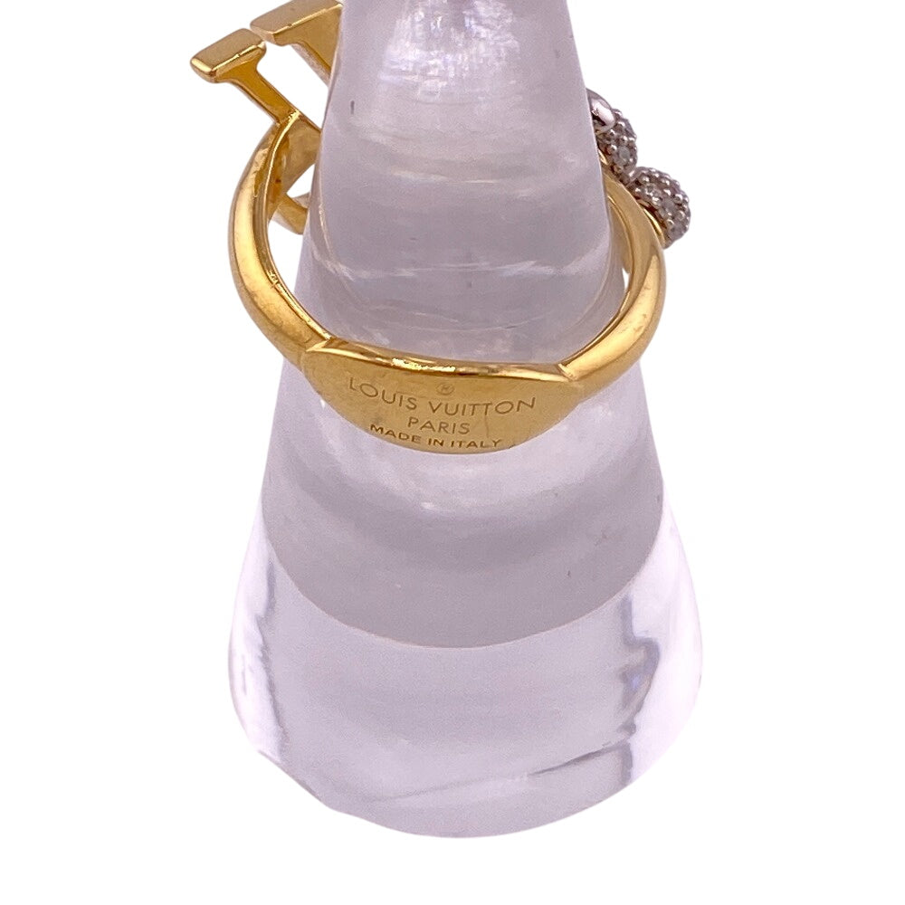 Louis Vuitton Ring M1093M Gold Plated Gold Rhinestone Women M