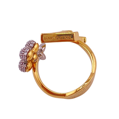 Louis Vuitton Ring M1093M Gold Plated Gold Rhinestone Women M