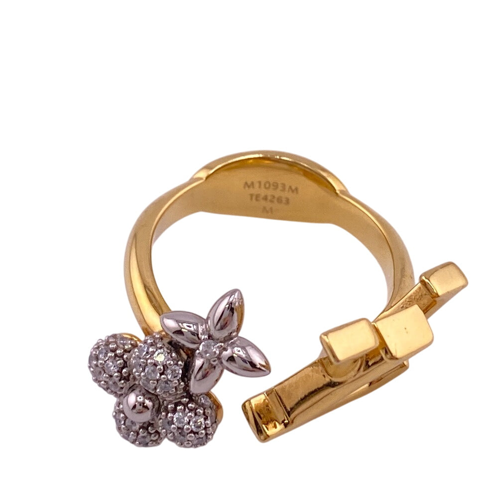 Louis Vuitton Ring M1093M Gold Plated Gold Rhinestone Women M