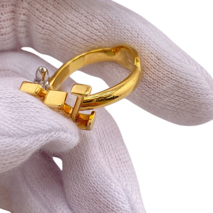 Louis Vuitton Ring M1093M Gold Plated Gold Rhinestone Women M
