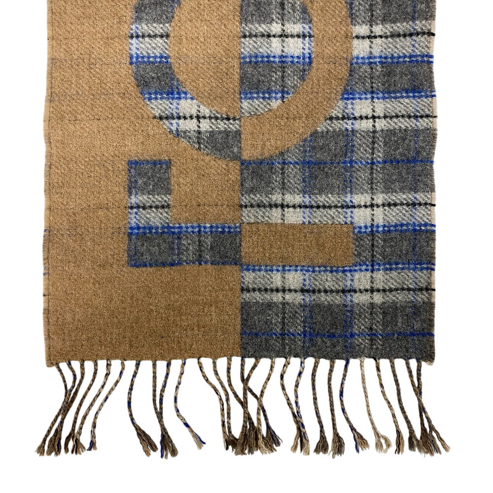 Louis Vuitton Scarf Cashmere, Wool Beige Escalp Check With Louis Mens(Unisex)