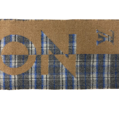 Louis Vuitton Scarf Cashmere, Wool Beige Escalp Check With Louis Mens(Unisex)